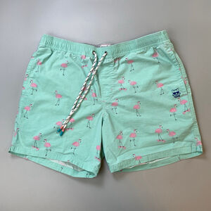 Party Pants Swim Shorts Mens XL Flamingo Allover Print Summer Beach Preppy Flaw